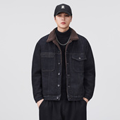 美式 夹克 加绒加厚保暖棉服工装 复古羊羔绒牛仔外套男2025冬季 新款