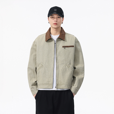 秋冬复古短款底特律工装夹克男
