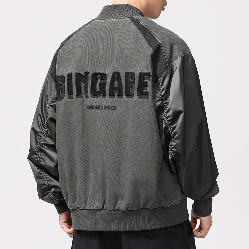 拼接飞行员高街棒球服外套宽松