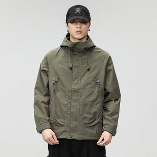 美式三合一连帽冲锋衣外套男2023秋冬款潮牌宽松休闲工装棉衣夹克
