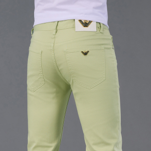 小脚休闲长裤 欧美高端草绿色牛仔裤 莱赛尔天丝修身 薄款 男2025夏季