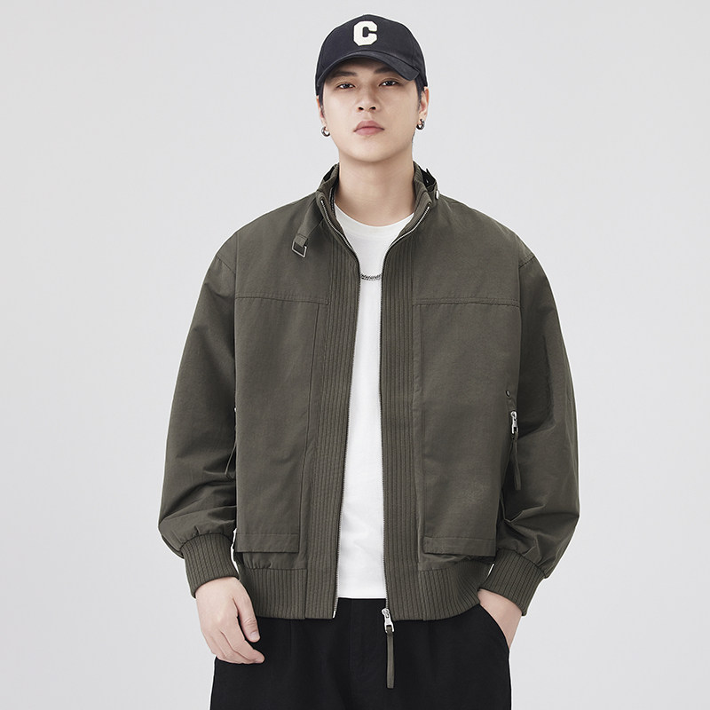 美式潮牌立领飞行夹克外套男2025秋季新款宽松痞帅工装棒球机车服