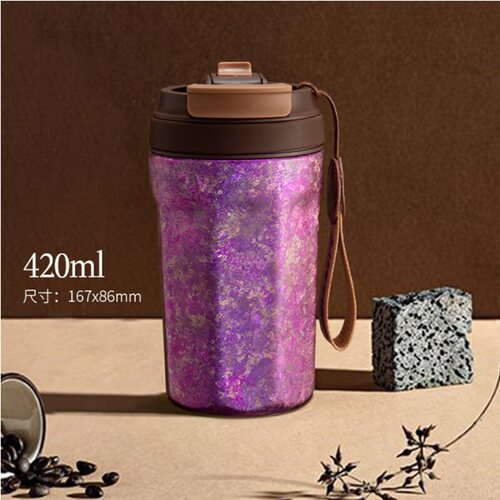 LECEA纯钛便携随行杯八角杯保温杯轻盈坚韧抑菌保鲜无涂层420ml