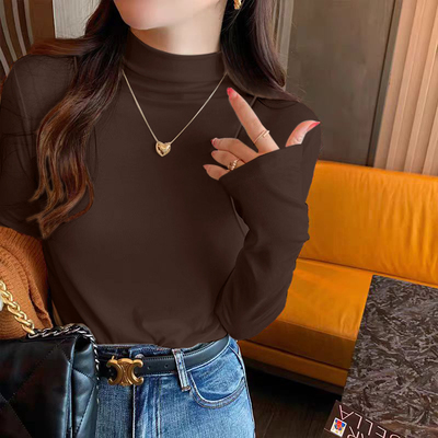 德绒别致漂亮半高领打底衫2025新款女秋冬内搭时尚洋气时髦高级感