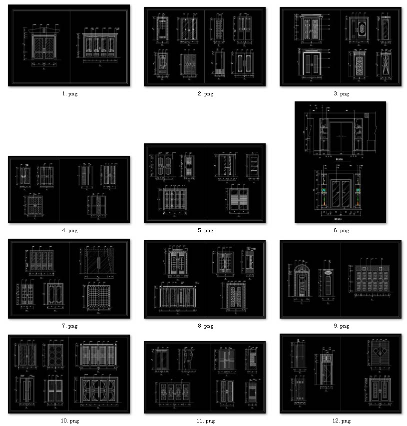33-(1000多款)房门cad设计稿套装门cad图纸玻璃门移门cad设计稿