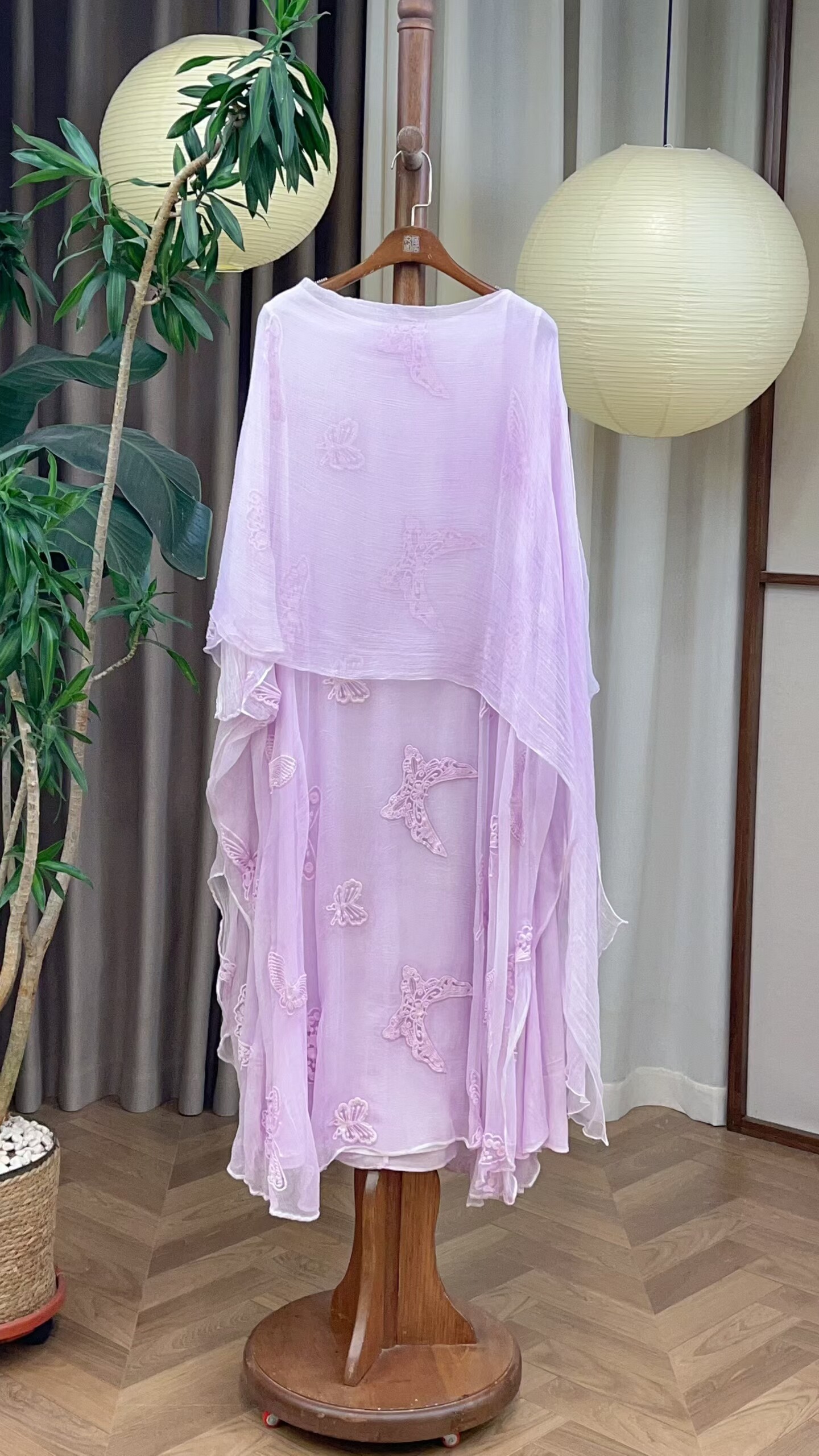 100%桑蚕丝连衣裙疗愈禅舞服纯色休闲宽松舒适透气吸汗 净居衣舍