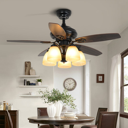 新款美式风扇吊灯复古餐厅灯中古