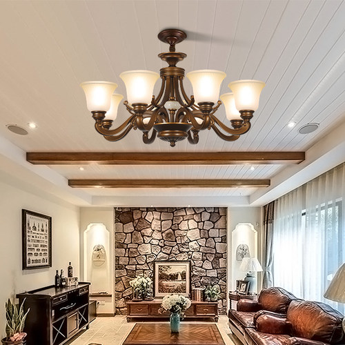 【免费安装】锌合金美式客厅吊灯
