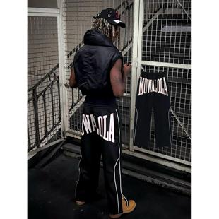 香港正品Mowalola Destroy Lonely同款秀款条纹撞色baggy运动卫裤