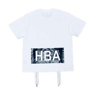 香港正品稀有HBA HOOD BY AIR X双面印花双拉链短袖白色T恤男女潮