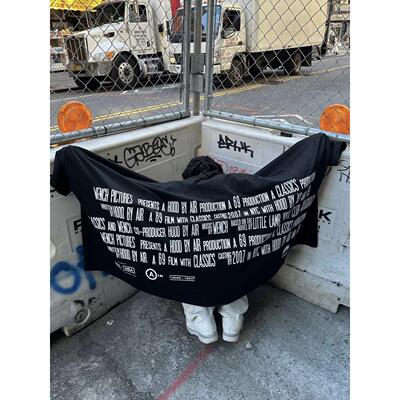 香港正品HBA Hood By Air Opium异形剪裁YVL斗篷弹幕字母印花短袖