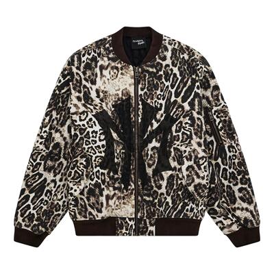 香港正品Mowalola Ksubi联名限定款豹纹糜烂大破坏夹克Bomber男女