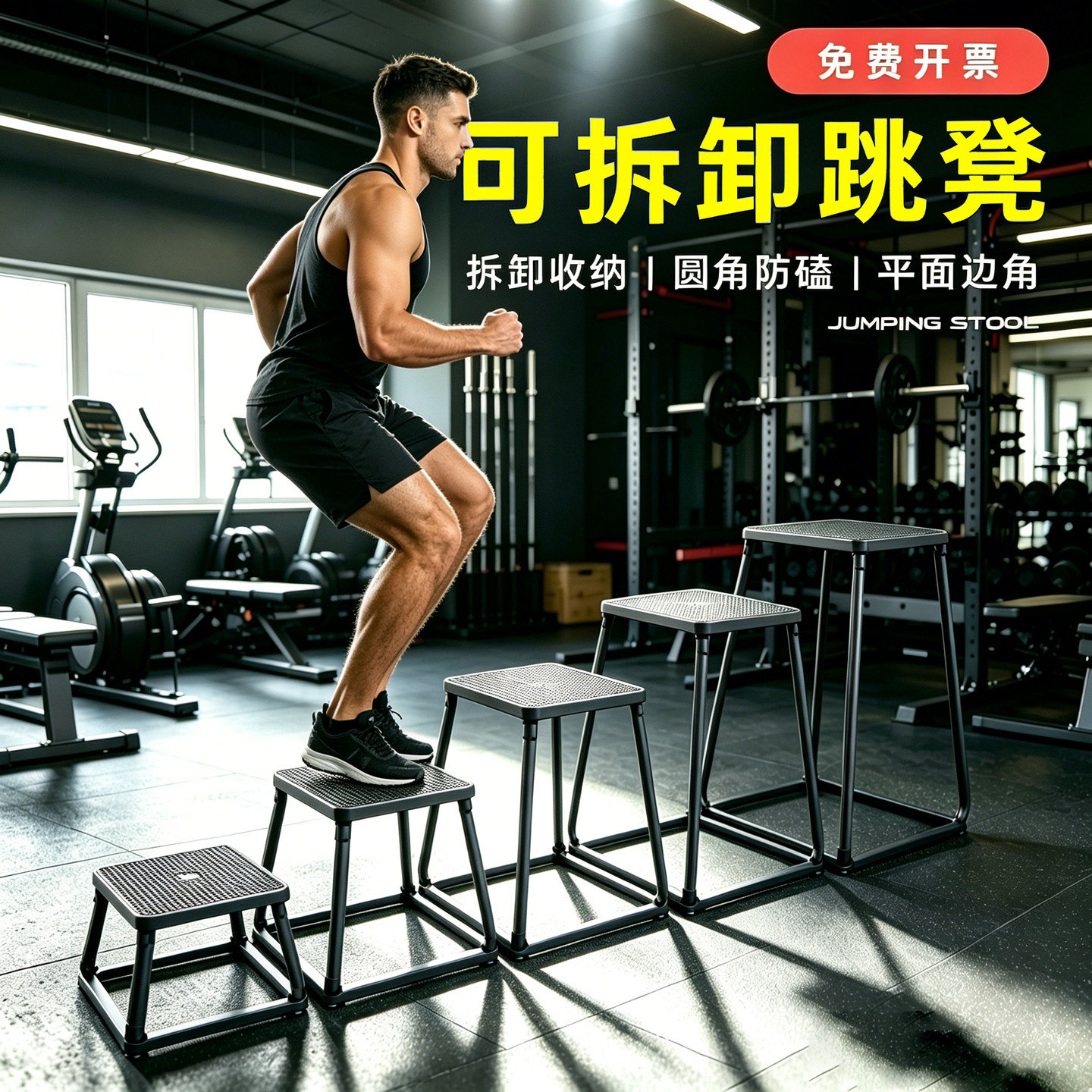 健身房弹跳凳体能训练多功能体操凳运动辅助器材跳台可调节方凳子