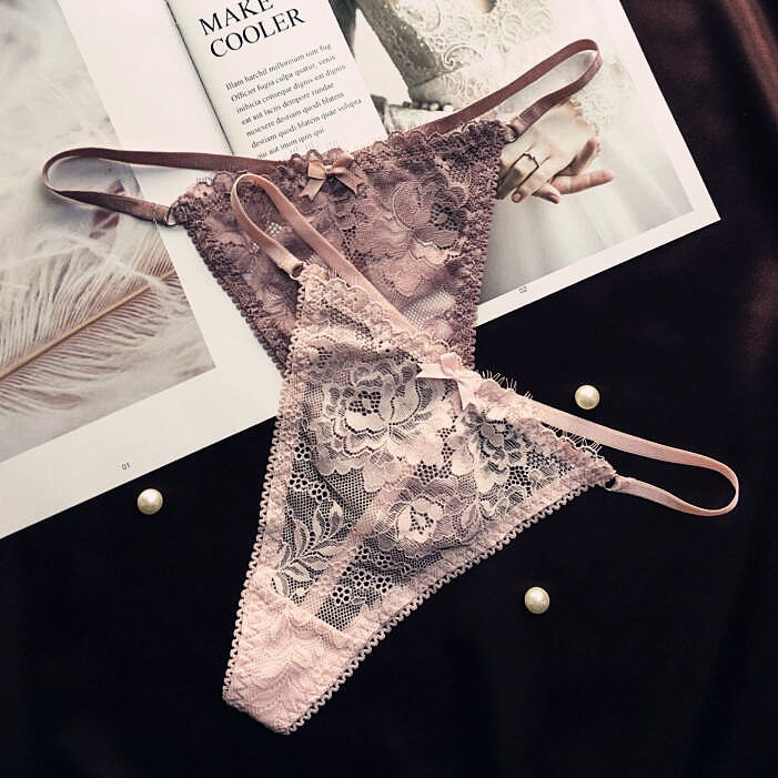 性感细带低腰内裤女丁字睫毛蕾丝