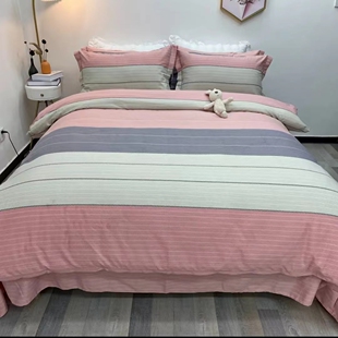 四件套纯棉100%全棉四季通用轻奢高级感加厚主卧室群边款双人被套