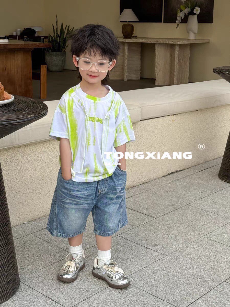 童巷男童T恤夏季新款帅气洋气假两件韩版男宝宝短袖上衣T恤潮