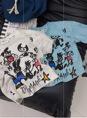 TONGXIANG童巷潮流卡通2025夏季新款儿童纯棉短袖圆领柔软t恤潮酷