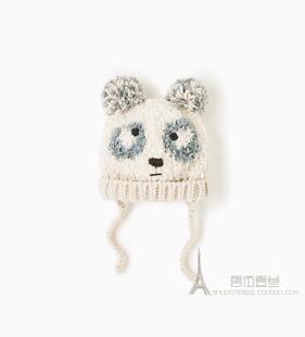 2022秋冬手工新款针织毛绒毛线浣熊动物脸造型儿童宝宝婴儿帽子