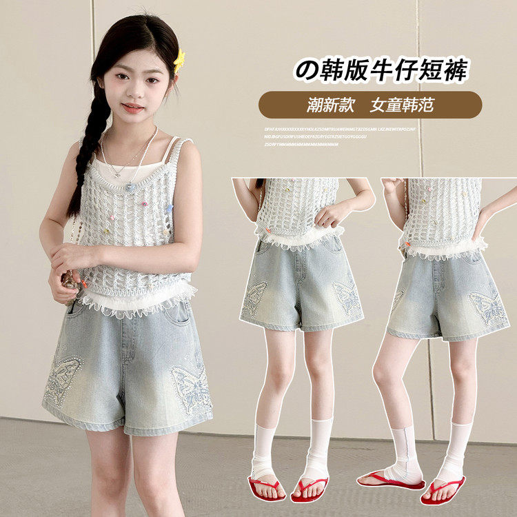 牛仔布刺绣微弹夏季女裤子