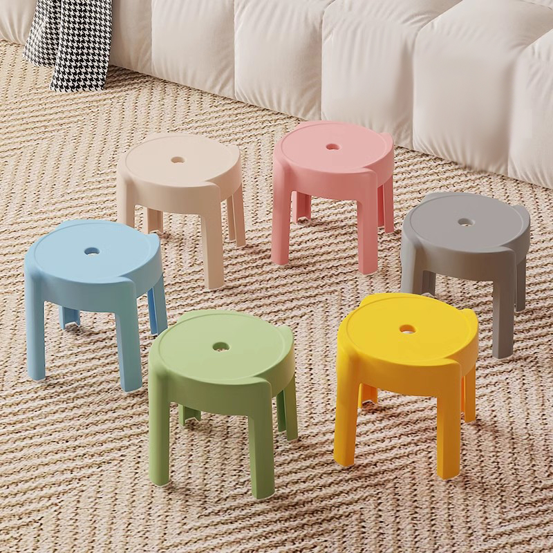 塑料迷你小凳子家用加厚可叠放客厅茶几矮儿童凳圆凳结实耐用板凳