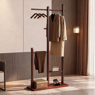 新疆包邮中古风实木落地挂衣架家用卧室房间客厅2025新款立式高级