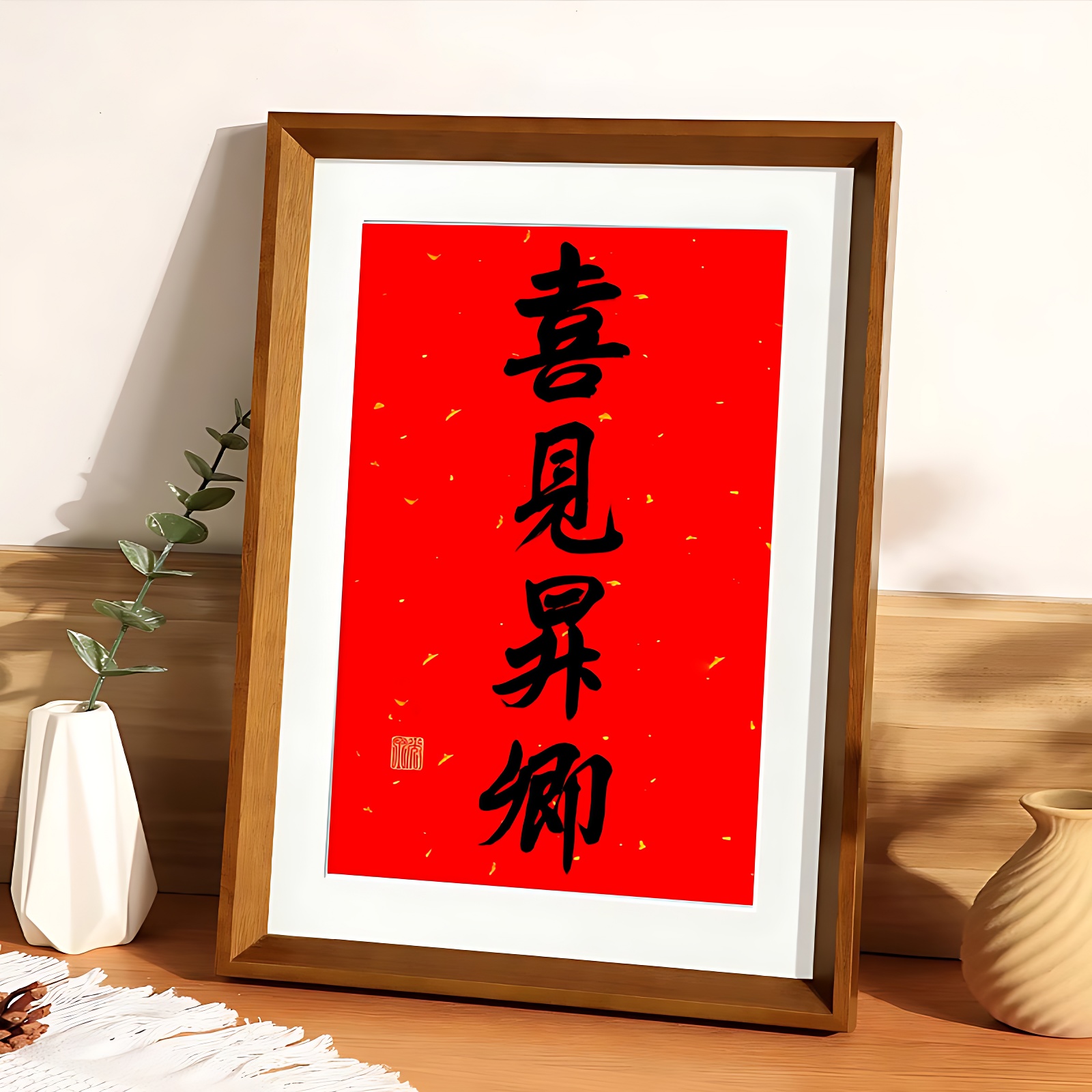 喜见昇卿相框装裱字画实木画框
