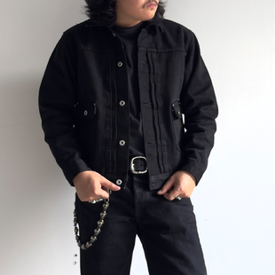 25oz碳化黑重磅赤耳丹宁牛仔Type2代夹克蓝黑叠染666直筒牛仔裤