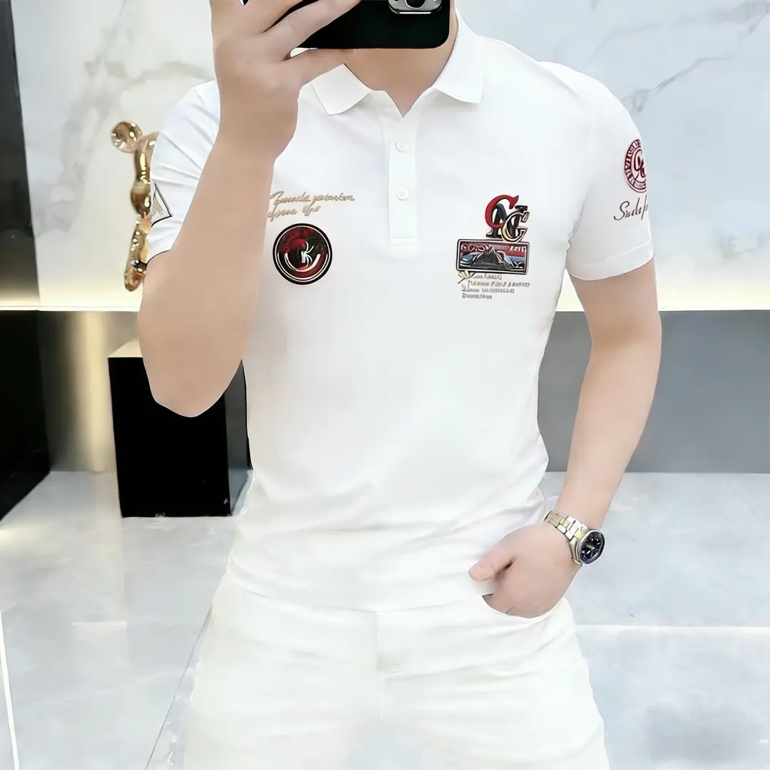 夏季凉感短袖印花polo衫男士