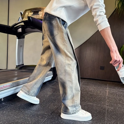 潮牌直筒牛仔裤男高级感