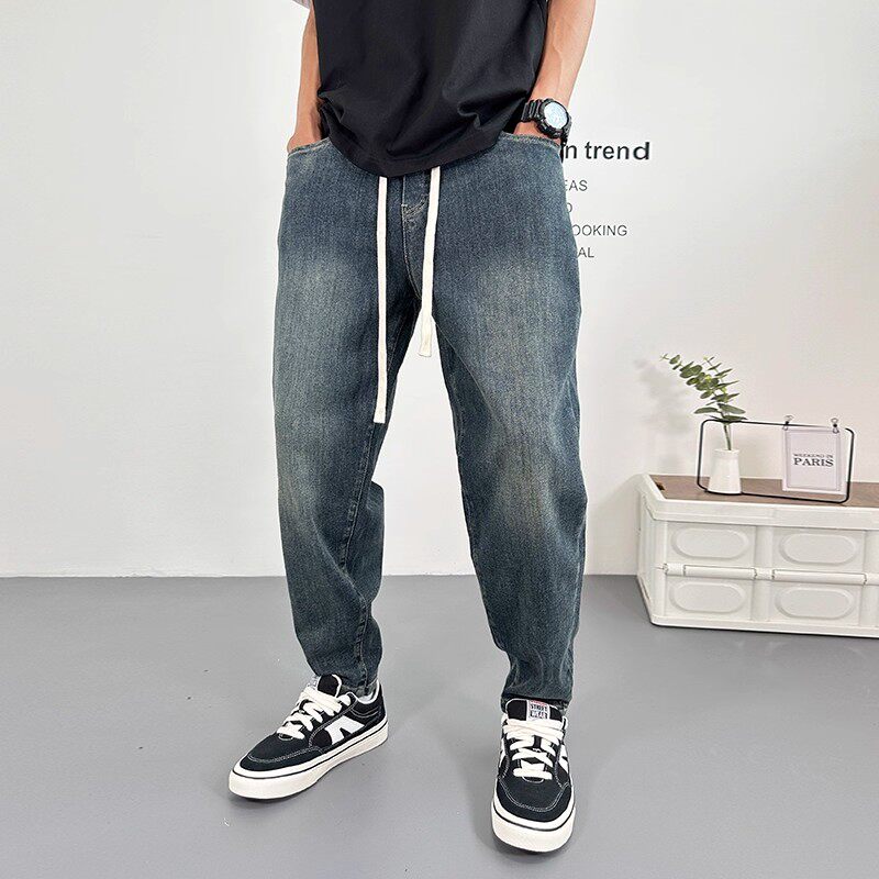 美式复古牛仔裤男秋冬季韩版潮流直筒裤子男青年简约百搭休闲长裤