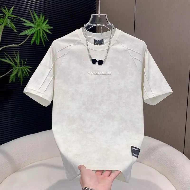 潮流扎染短袖T恤男夏季新款简约百搭高级感上衣半袖打底衫体恤男