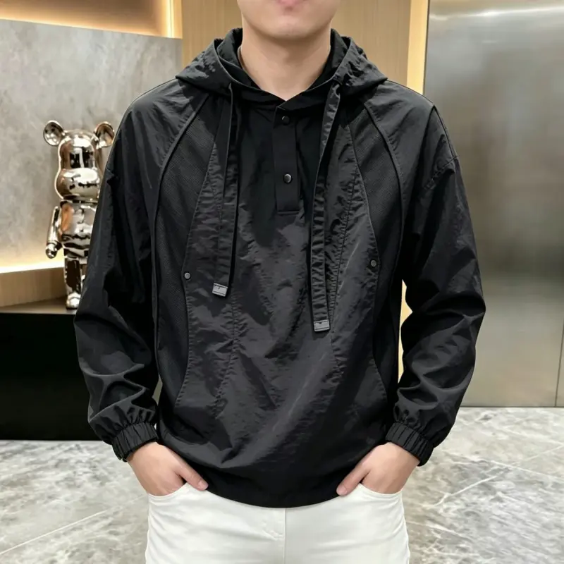 秋季男士连帽拼接工装夹克