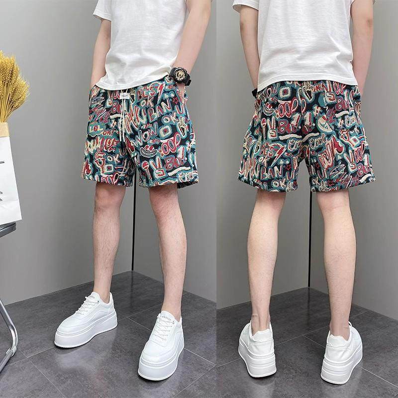 夏季薄款个性设计感涂鸦青年男士宽松休闲沙滩裤痞帅高级五分短裤,男装,休闲裤,淘宝优惠券,粉丝福利购,淘宝优惠卷