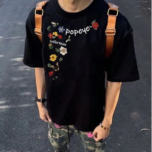 ANTISTYLE潮牌重磅纯棉“蝴蝶蜂”印花情侣休闲宽松短袖男女同款
