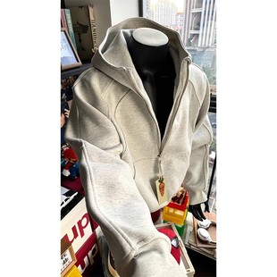 美式半拉链立领卫衣男款秋季小众解构外套cleanfit重磅硬挺连帽衫