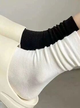 月子袜子休闲无骨袜小腿袜女士中筒袜春夏女堆堆袜白色月子袜