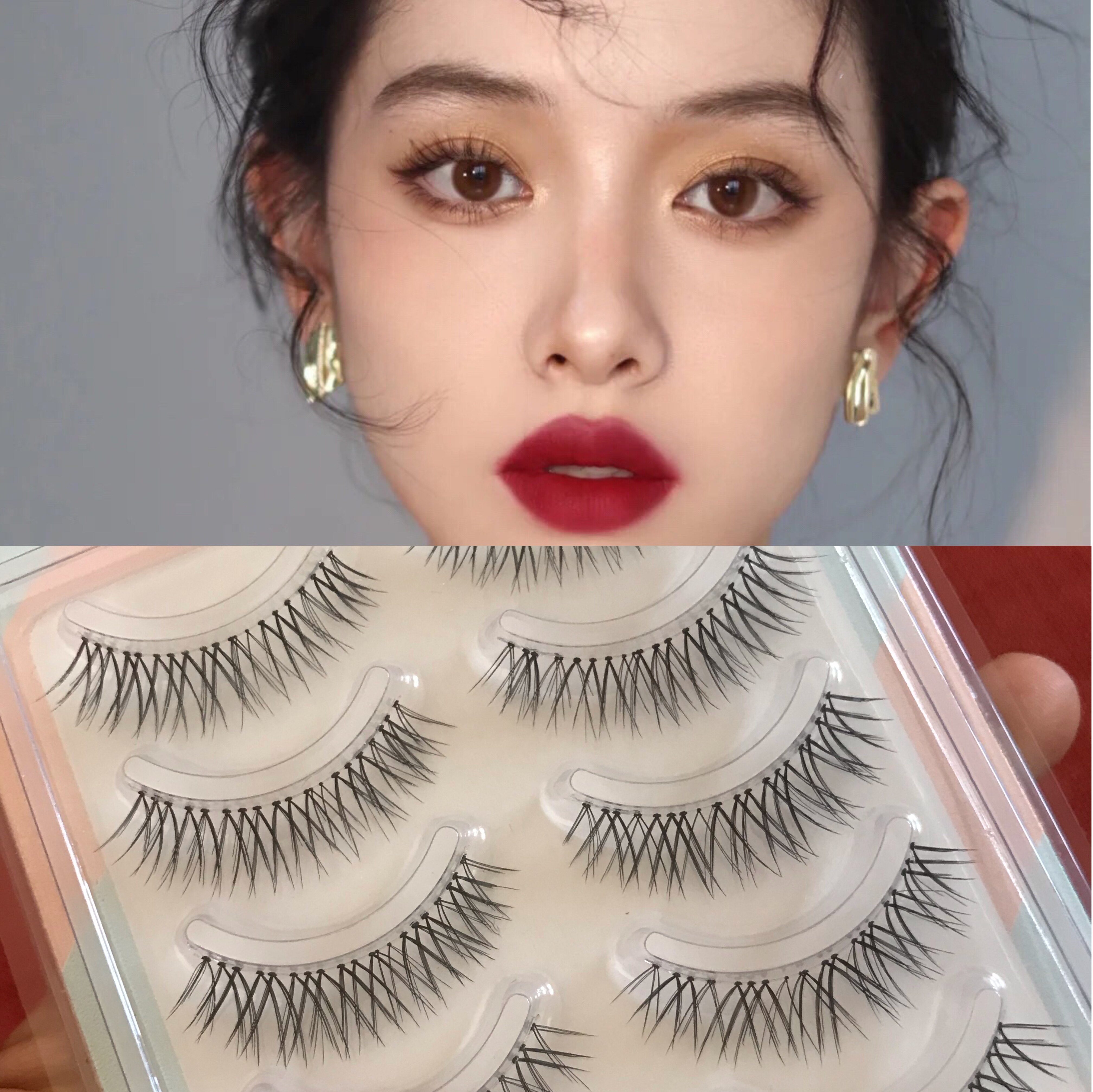 假睫毛女超自然仿真素颜眼尾加长浓密分段式9号同款 磨尖网红卷翘