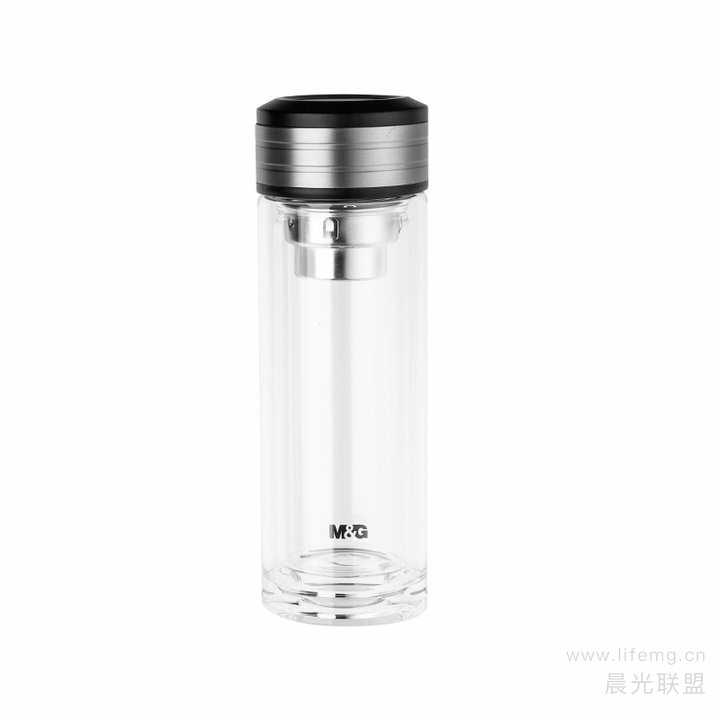 办公新款黑色1个装玻璃直杯280l 透明防烫手泡茶水杯商务车载杯