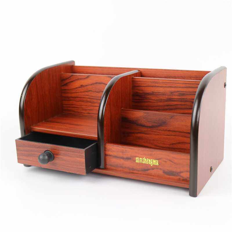 办公爱心收纳书立桌面实木