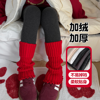 女童秋冬加绒加厚九分打底裤