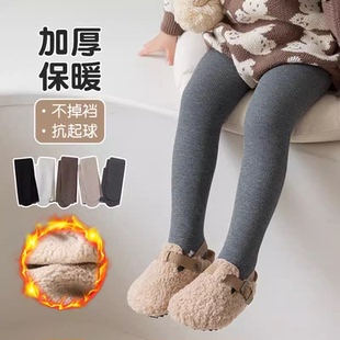 女童打底裤秋冬季加绒加厚连脚儿童中大童女孩宝宝外穿白色连裤袜