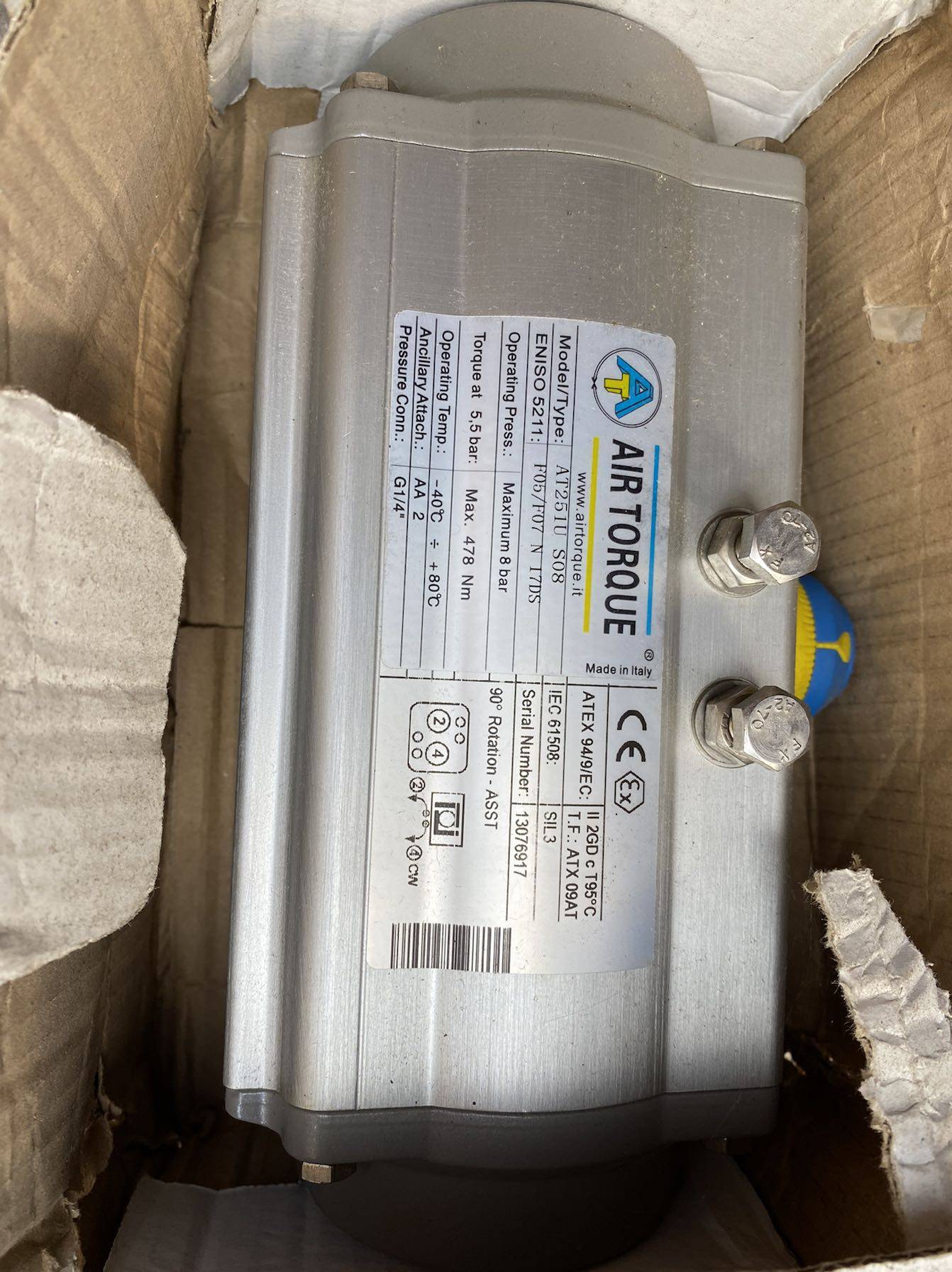 议价意大利air torque阀门气缸at251us08全新原装发泡机备件库存1