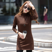 长袖 t恤女修身 内搭中长款 2026秋冬新款 纯棉半高领打底衫 洋气上衣