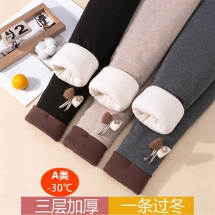 子无骨打底裤 女童加绒特厚棉裤 女宝宝三层加厚长裤 儿童保暖裤 冬季