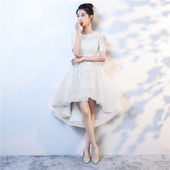 小个子晚礼服裙女学生新娘夏季 表演演出宴会端庄大气优雅连衣裙女