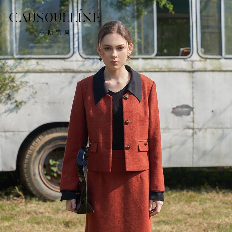 色小香风外套OL都市丽人风