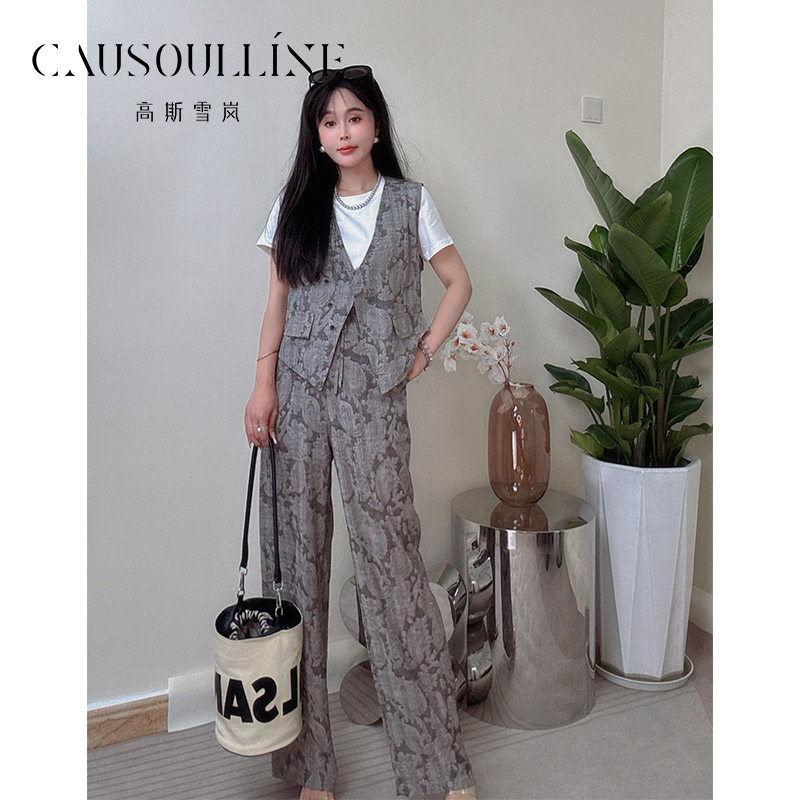 高斯雪岚2025夏季新款欧美风职场三件套气质OL气场套装时尚显瘦女