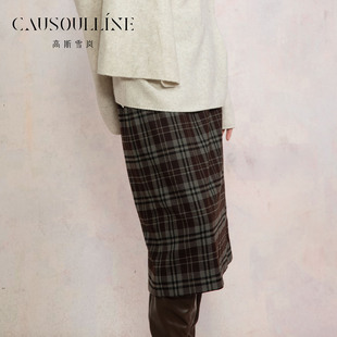 高斯雪岚2025冬复古格纹半身裙学院风半裙商场同款25414625 直降