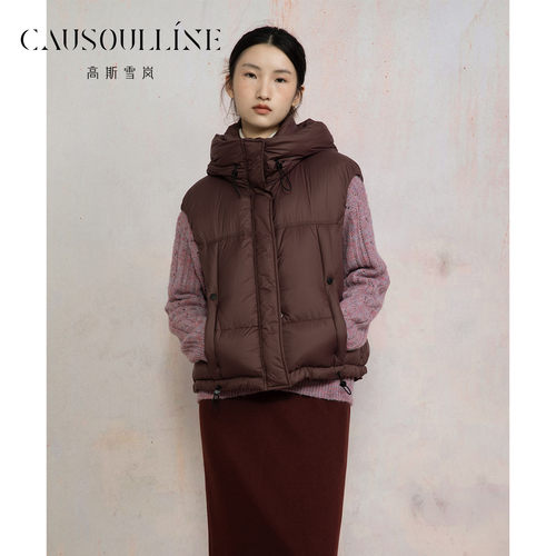 韩版简约连帽背心羽绒服马甲