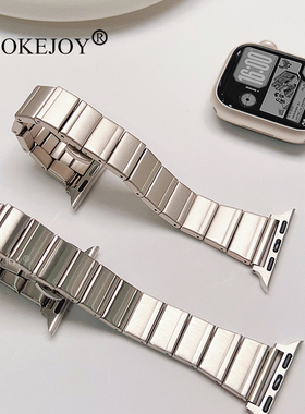 POOKEJOY适用苹果applewatch11竹节小蛮腰钢表带s10金属表带s9/s8